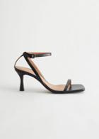 Other Stories Strappy Leather Heeled Sandal - Black