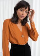 Other Stories V-cut Button Up Blouse - Orange