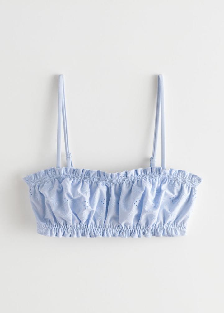 Other Stories Eyelet Embroidered Bandeau Bikini Top - Blue