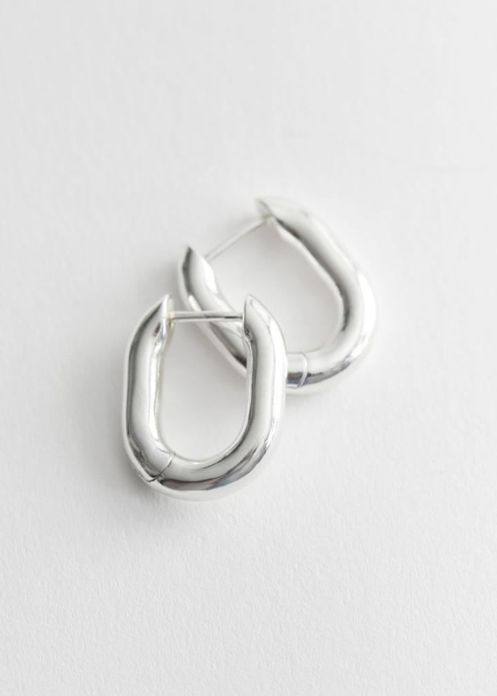 Other Stories Sterling Silver Oval Hoop Earrings - Silver