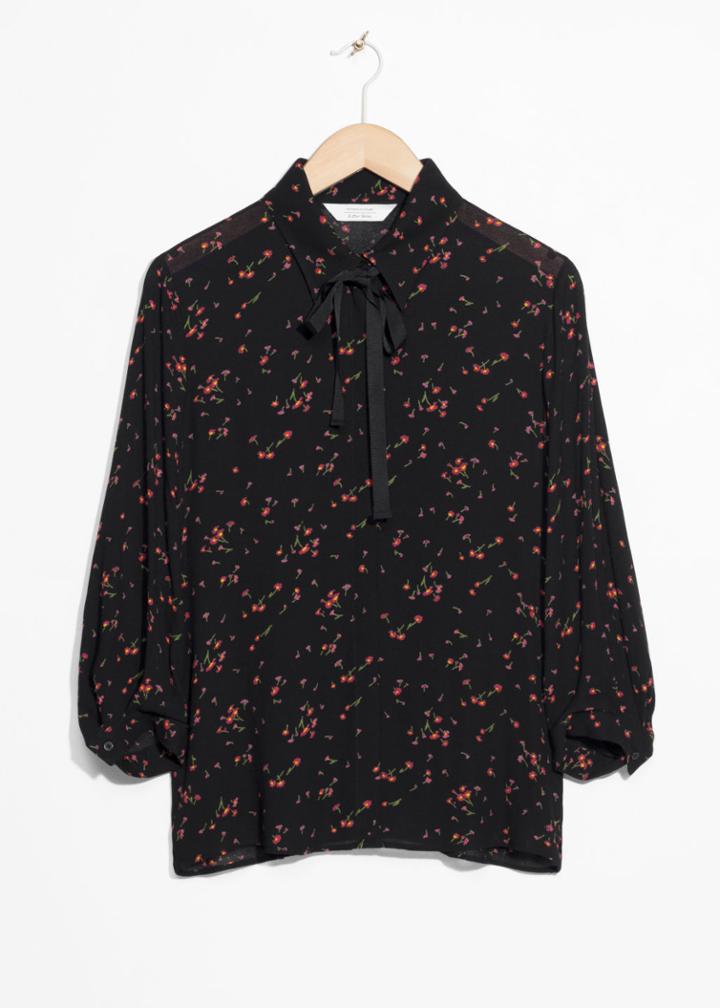 Other Stories Neck Tie Blouse - Black
