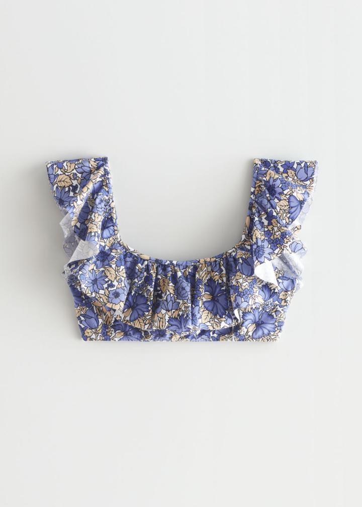 Other Stories Ruffled Bikini Top - Blue