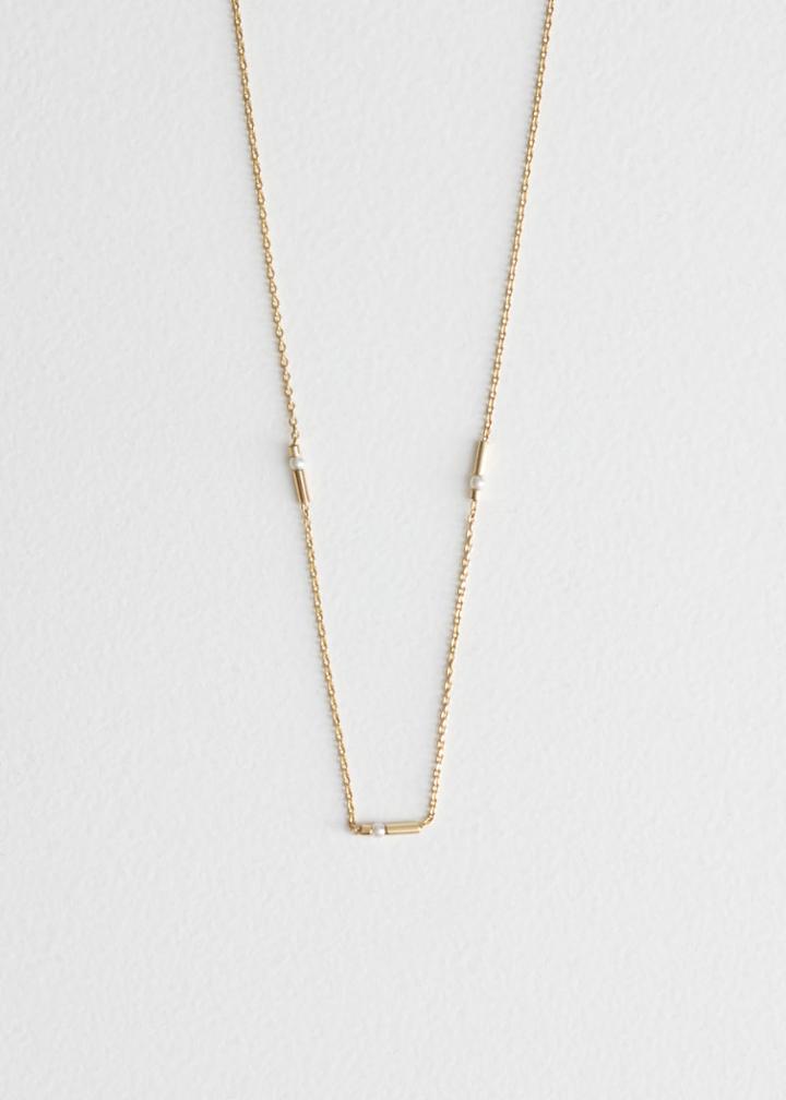Other Stories Square Bead Chain Necklace - Gold
