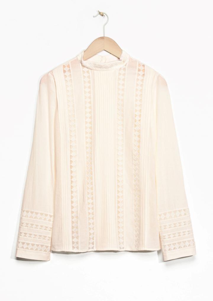Other Stories Lace Panel Cotton Blouse