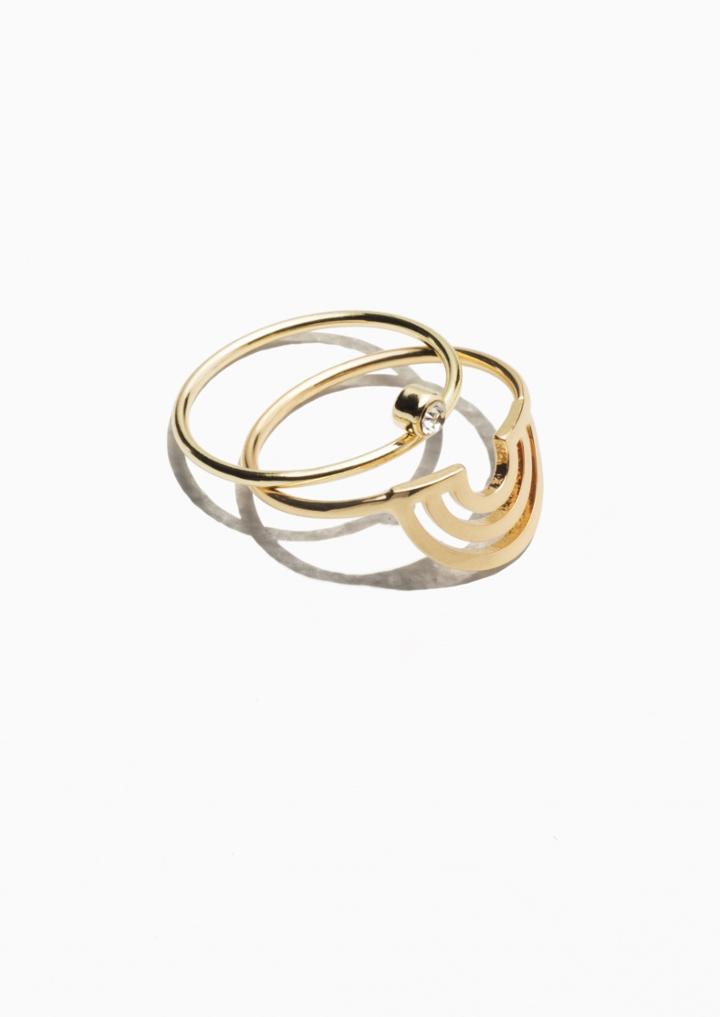 Other Stories Rhinestone Arch Ring Set