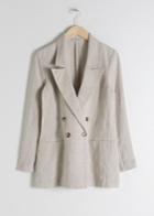 Other Stories Double Breasted Linen Blazer - Beige