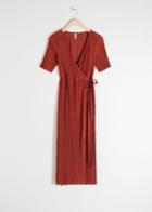 Other Stories Pliss Pleated Wrap Dress - Red