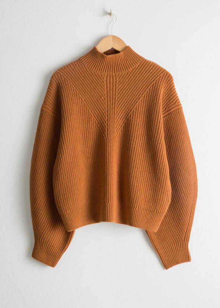 Other Stories Wool Blend Turtleneck Sweater - Orange