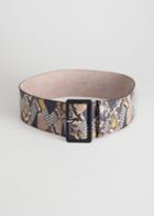 Other Stories Wide Rectangle Buckle Leather Belt - Yellow