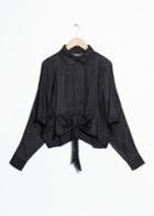Other Stories Front Tie Button Down - Black
