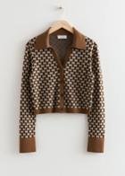 Other Stories Collared Jacquard Knit Cardigan - Beige