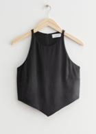 Other Stories Cropped Scarf Top - Black