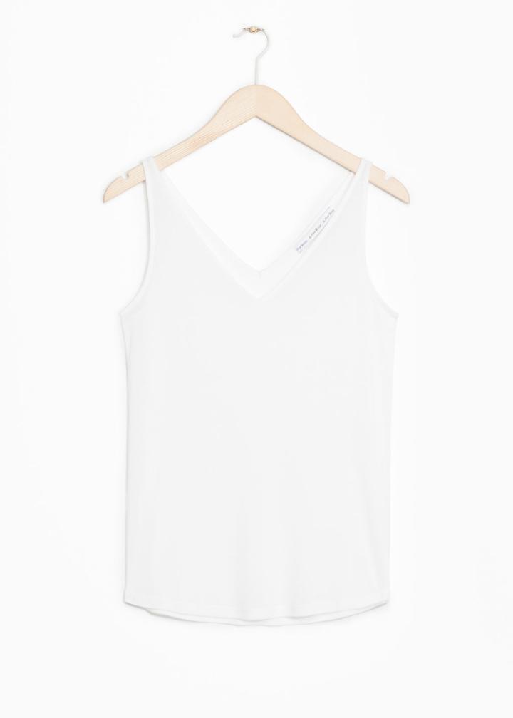 Other Stories Ribbed V-neck Top - White