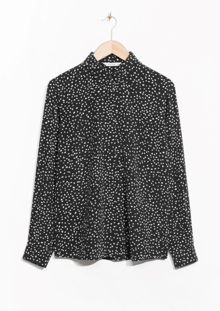 Other Stories Dot Print Silk Shirt