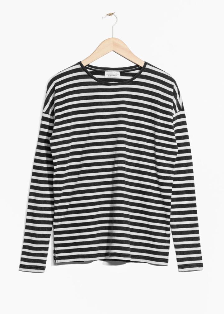 Other Stories Striped Cotton Sweater - Black