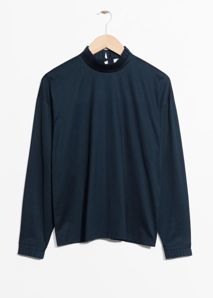 Other Stories Pleated Frill Sweater - Blue