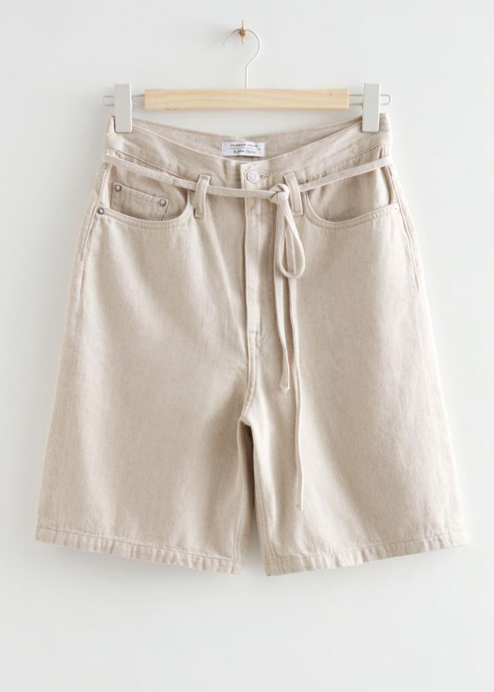 Other Stories Wonder Cut Denim Shorts - White