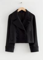 Other Stories Cropped Pea Coat - Black