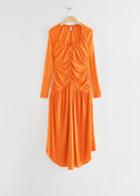 Other Stories Fitted Ruched Dress - Orange