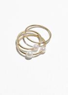 Other Stories Trio Pearl Rings - White