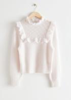Other Stories Frilled Overlay Knit Sweater - White