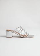 Other Stories Strappy Square Toe Heeled Sandals - White