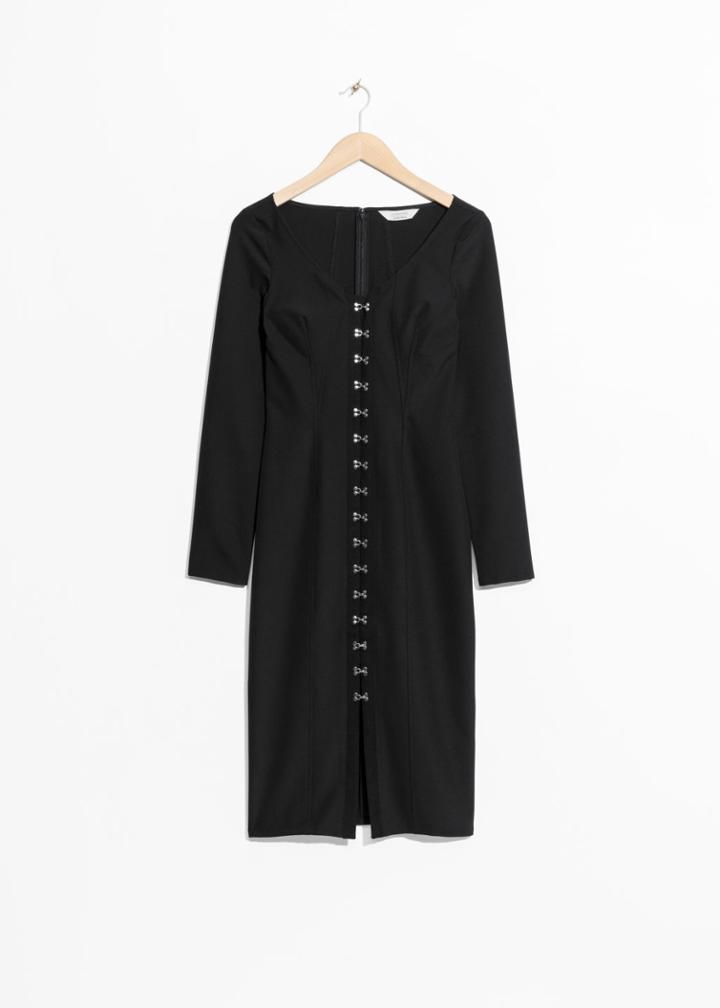 Other Stories Hook & Eye Placket Dress - Black