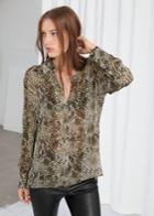Other Stories Printed Button Up Shirt - Animal Print