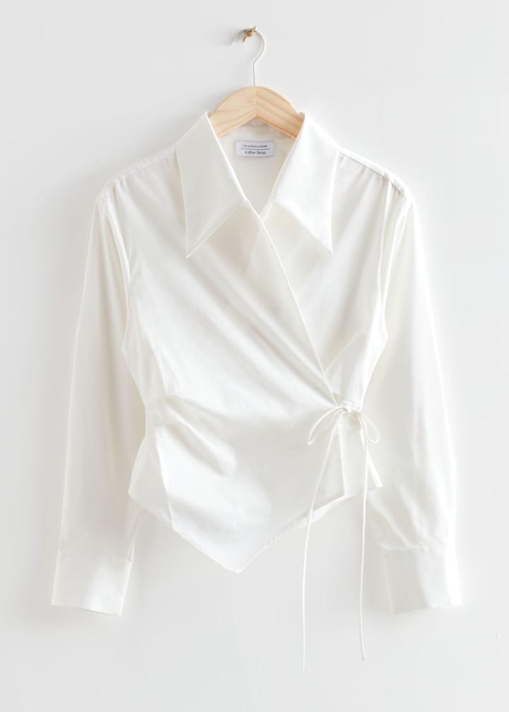Other Stories Collared Asymmetric Wrap Blouse - White