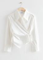 Other Stories Collared Asymmetric Wrap Blouse - White