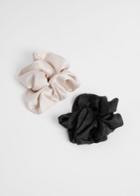 Other Stories Duo Extra-large Satin Finish Scrunchie Set - Black