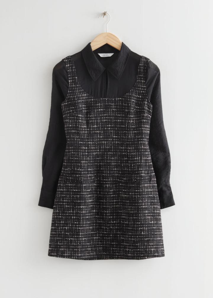Other Stories Fitted Tweed Mini Dress - Black