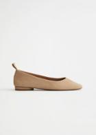 Other Stories Almond Toe Leather Ballerina Flats - Beige