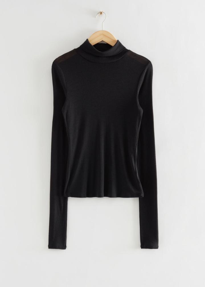 Other Stories Long-sleeved Woolen Turtleneck Top - Black