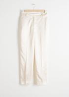 Other Stories Slim Fit Satin Trousers - White