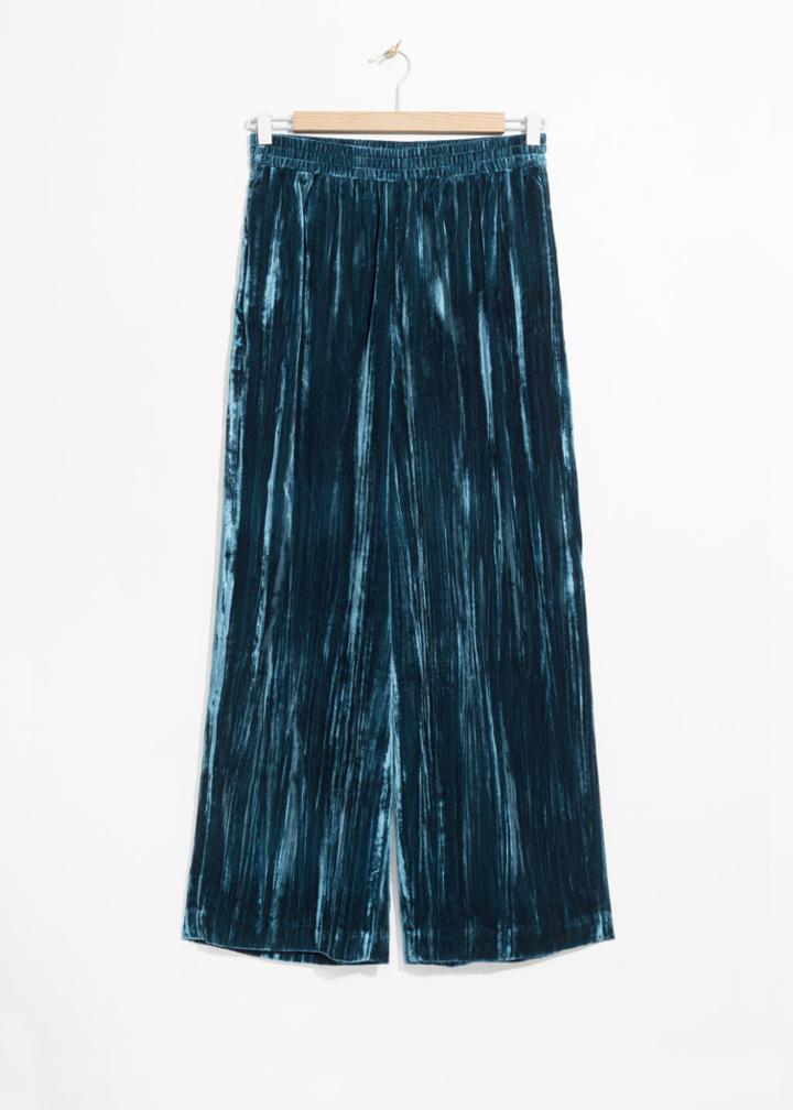 Other Stories Wide Velvet Trousers - Blue