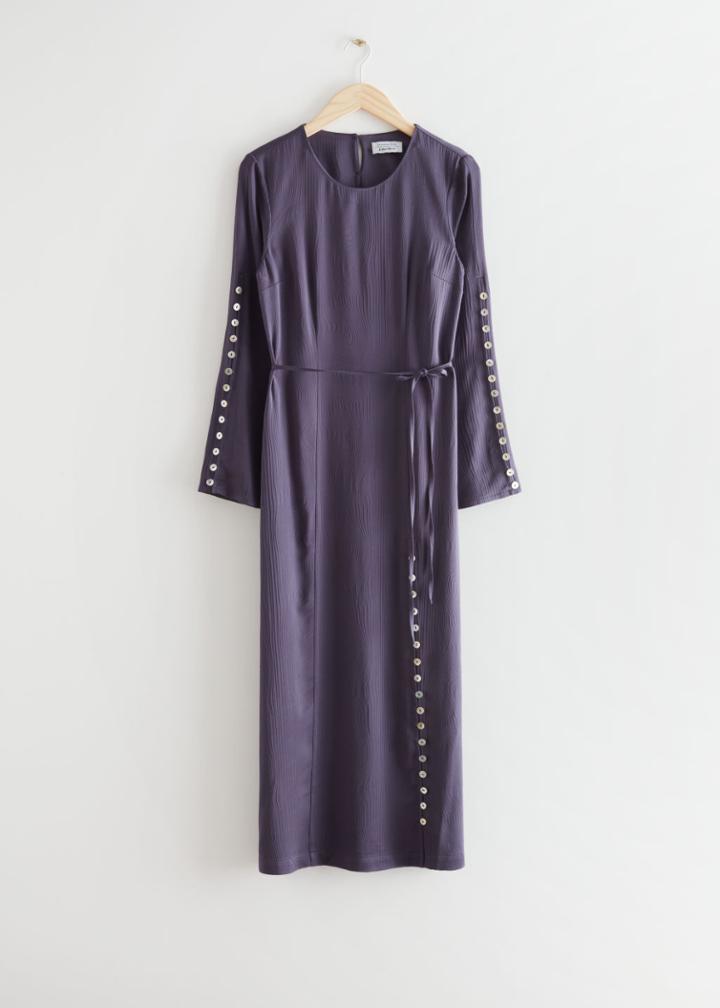 Other Stories Buttoned Midi Dress - Purple