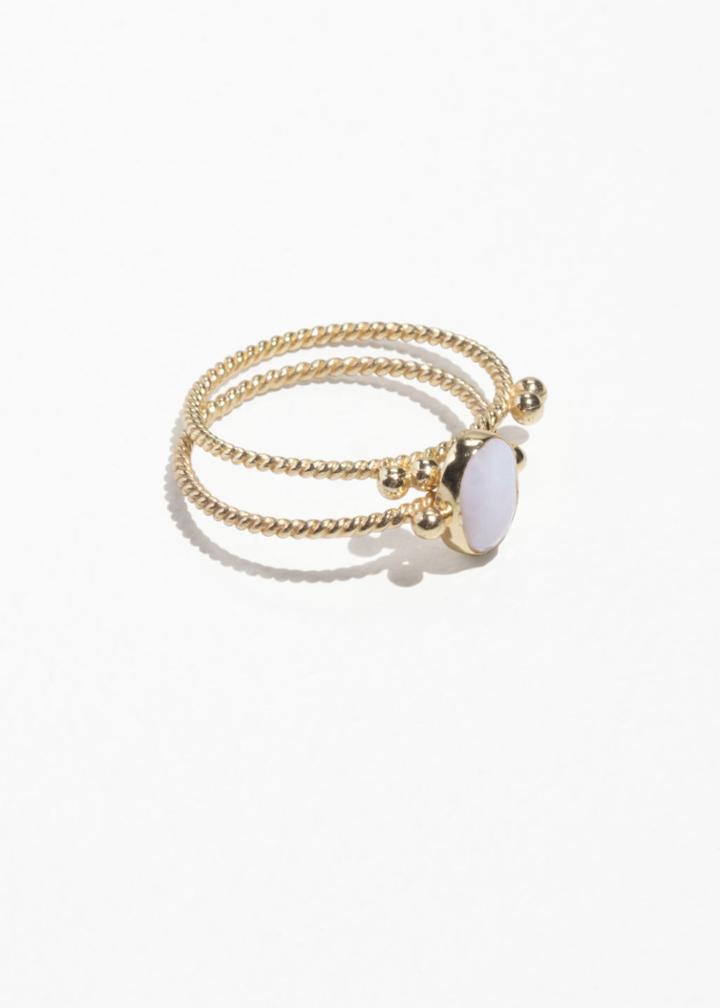 Other Stories Round Stone Ring Set - Blue