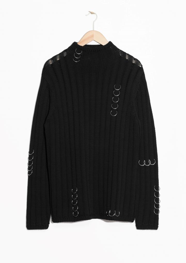Other Stories Hoop Detail Mock Neck Sweater