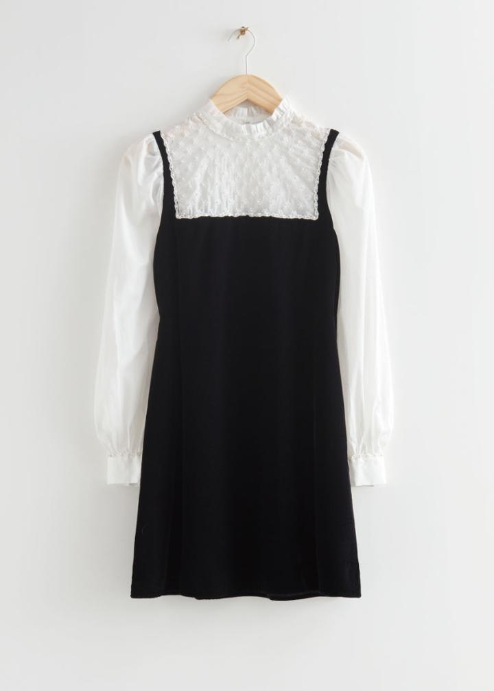 Other Stories Velvet Blend Embellished Mini Dress - Black