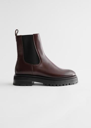 Other Stories Chunky Leather Chelsea Boots - Brown