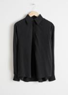 Other Stories Pointed Collar Silk Shirt - Black