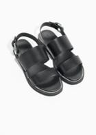 Other Stories Raw Edge Leather Sandals - Black