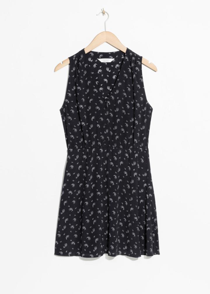 Other Stories Printed Skater Dress - Black