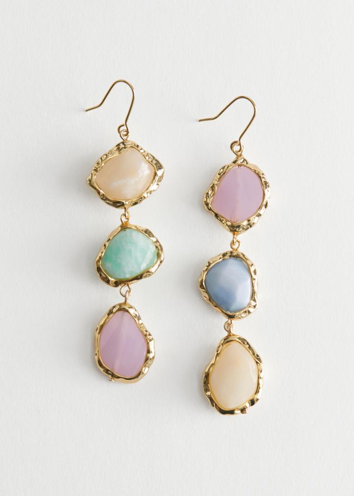 Other Stories Dangling Gemstone Pendant Earrings - Pink