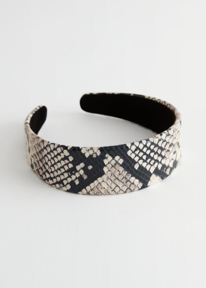 Other Stories Leather Alice Headband - Black