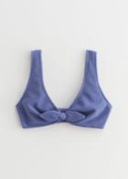 Other Stories Crepe Knot Tie Bikini Top - Blue