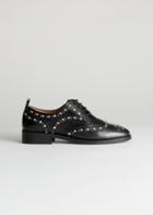 Other Stories Rhinestone Stud Leather Brogues - Black