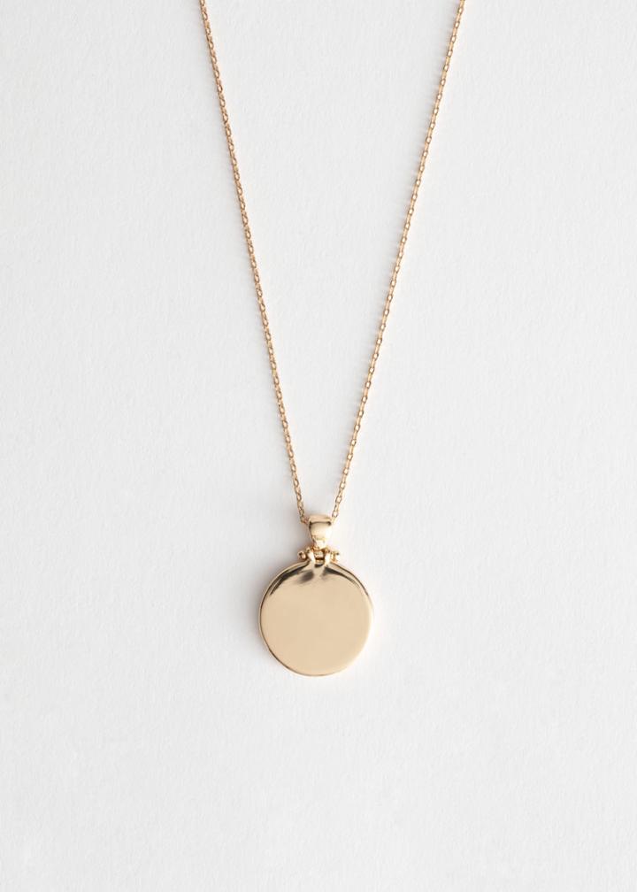Other Stories Circle Pendant Necklace - Gold