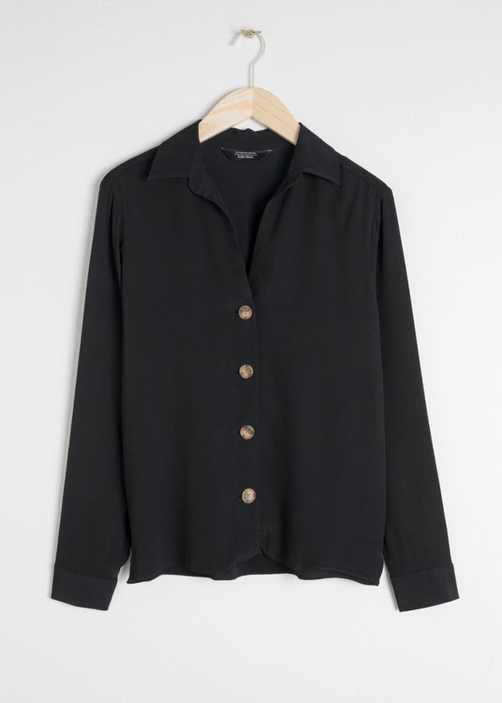 Other Stories Straight Fit Button Down - Black